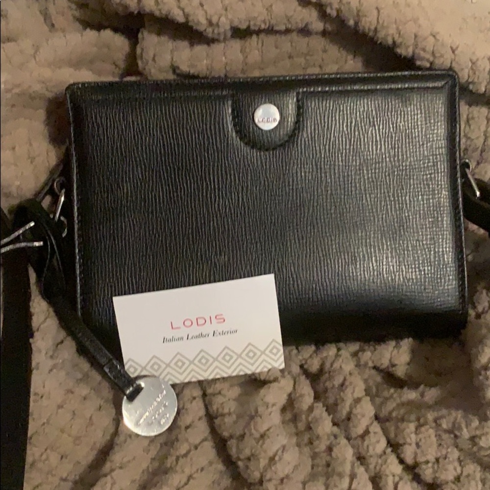 Black leather Lodis RFID purse